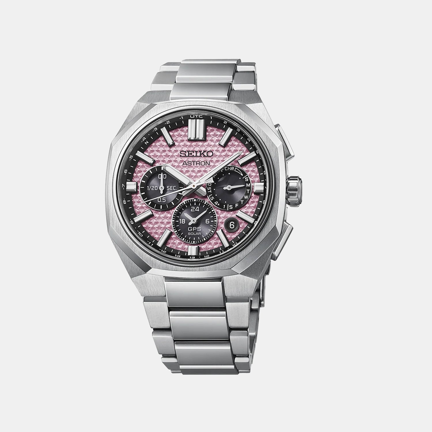 Astron GPS Solar 2026 Limited Edition Men Pink Dial Chronograph Titanium Watch HAB006J1