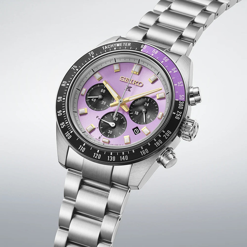 Prospex 145th Anniversary Limited Edition Men Solar Lavender Dial Chronograph Metal Watch HBJ005P1