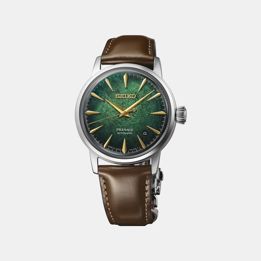 Presage Men Automatic Green Dial Analog Leather Watch HCB002J1