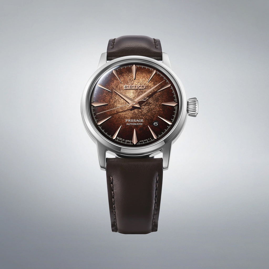 Presage Men Automatic Brown Dial Analog Leather Watch HCB003J1