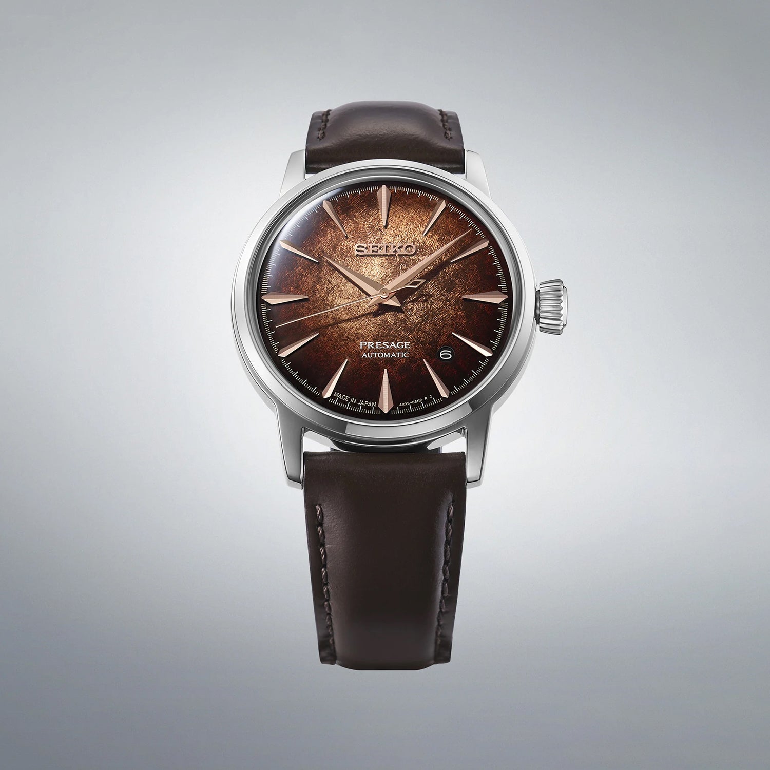 Presage Men Automatic Brown Dial Analog Leather Watch HCB003J1