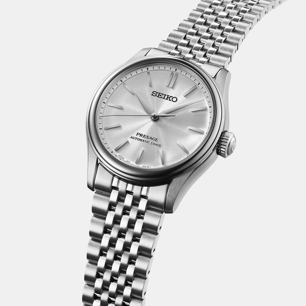 Presage Classic Series Men Automatic White Dial Analog Titanium Watch HCC001J1