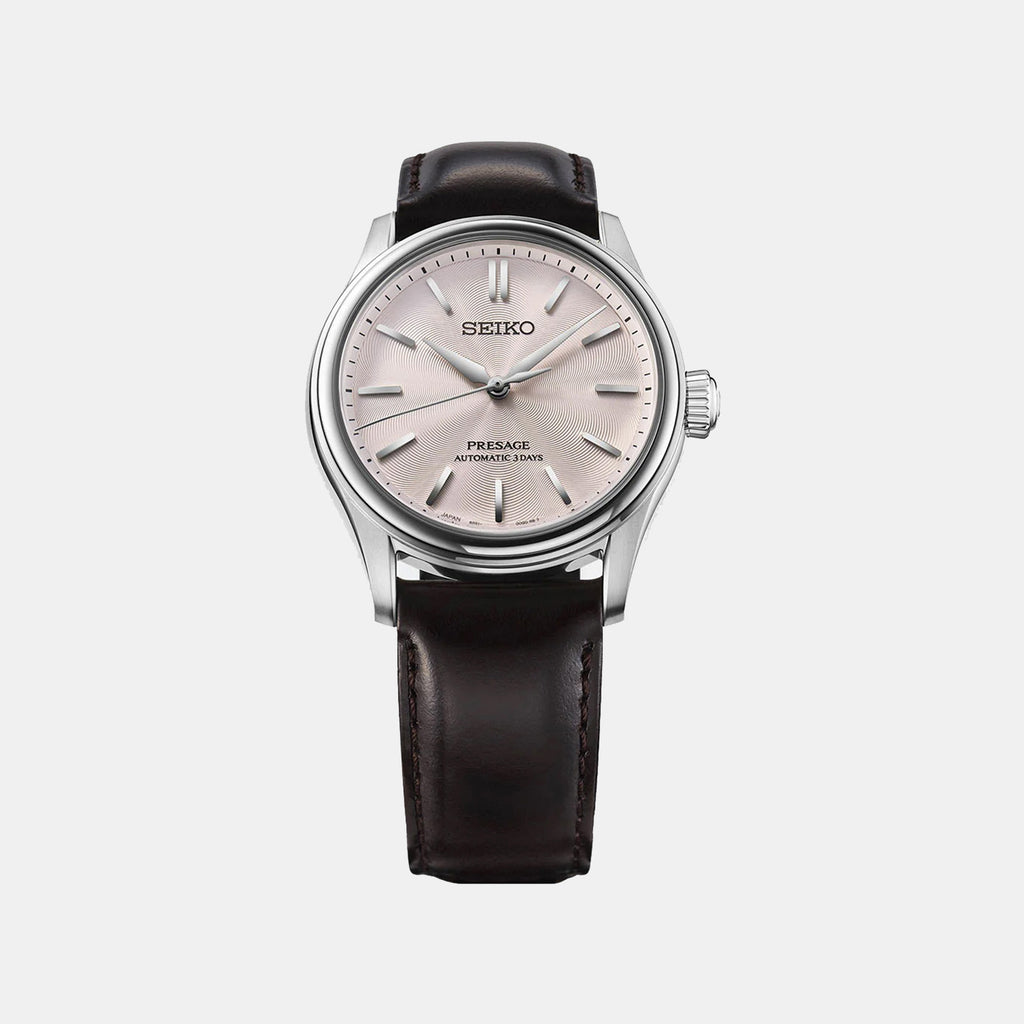 Presage Classic Series Men Automatic Pink Dial Analog Leather Watch HCC003J1