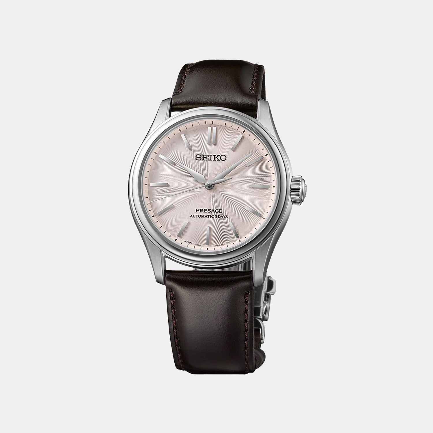 Presage Classic Series Men Automatic Pink Dial Analog Leather Watch HCC003J1
