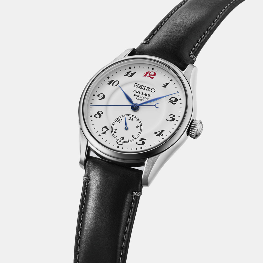 Presage Men Automatic White Dial Analog Leather Watch HCC005J1