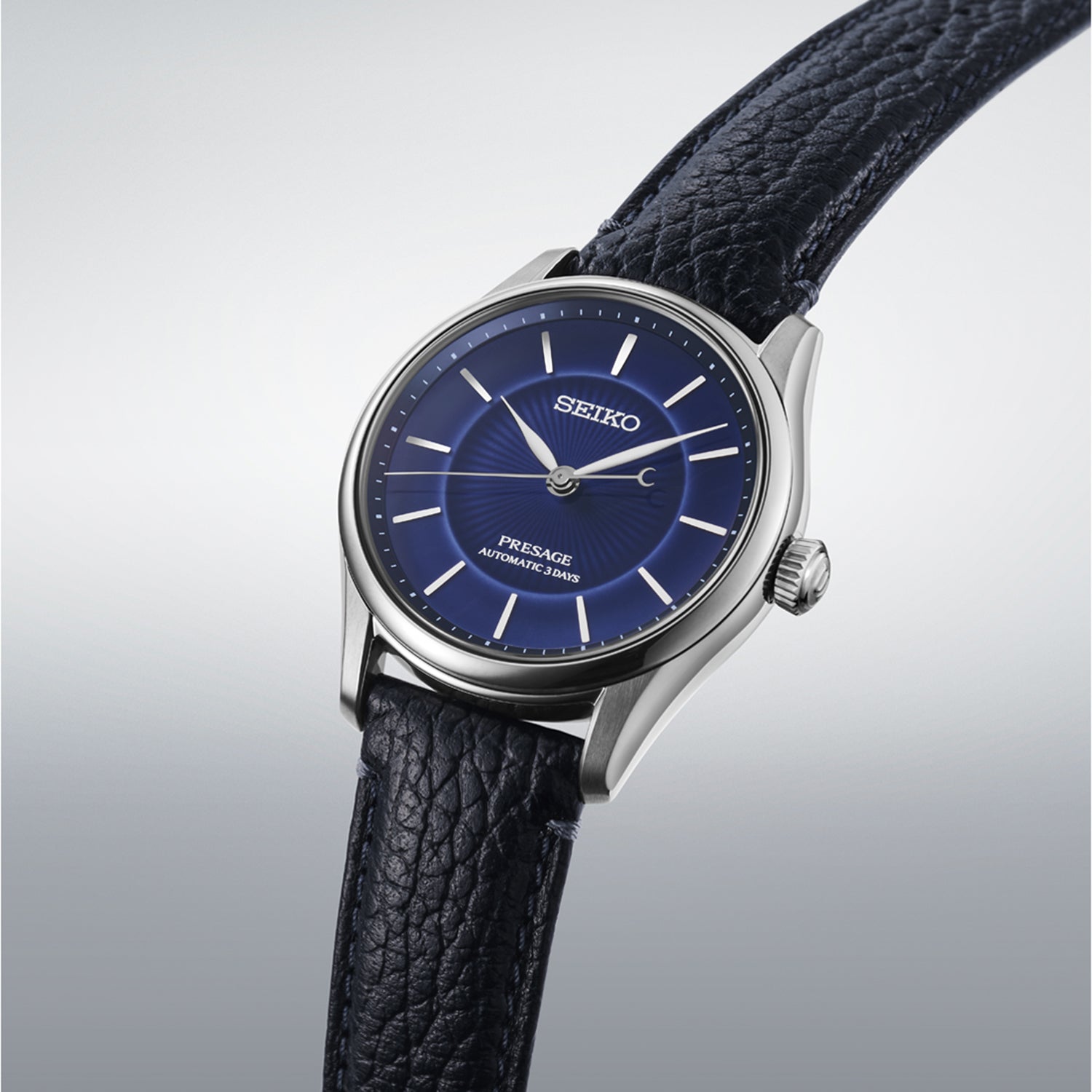 Presage Classic Series Men Automatic Blue Dial Analog Leather Watch HCC007J1