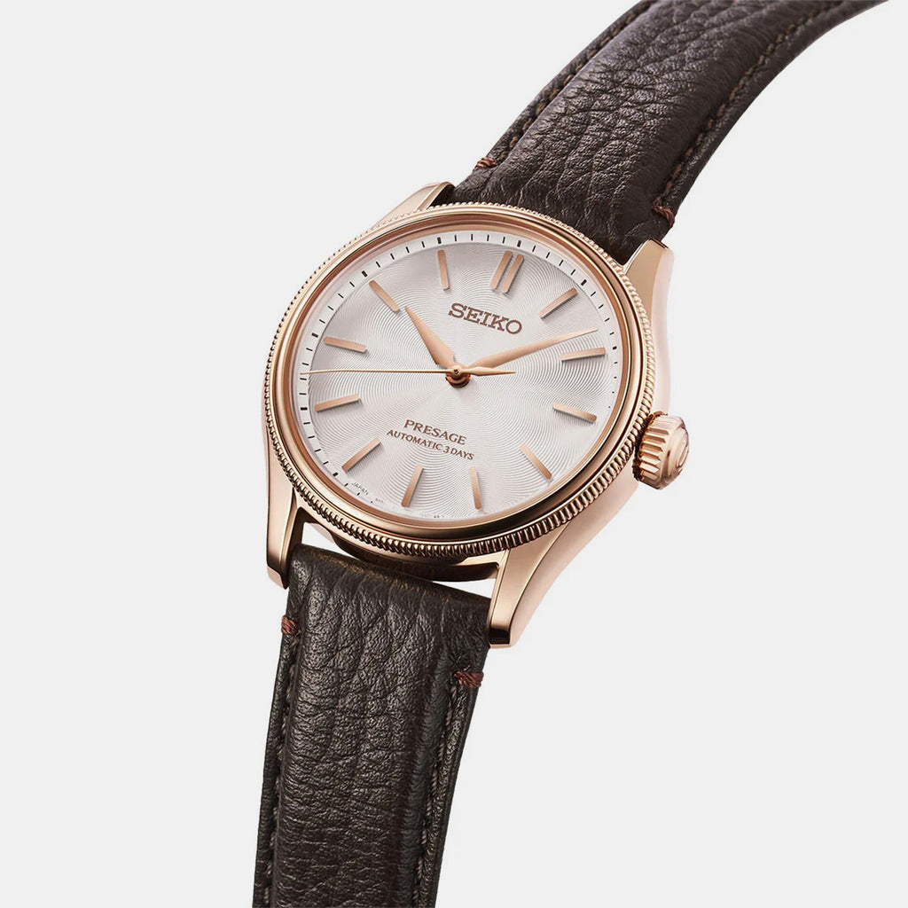 Presage Classic Series "Tomioka Silk Promotion Organization" Limited Edition Men Automatic White Dial Analog Leather Watch HCC008J1