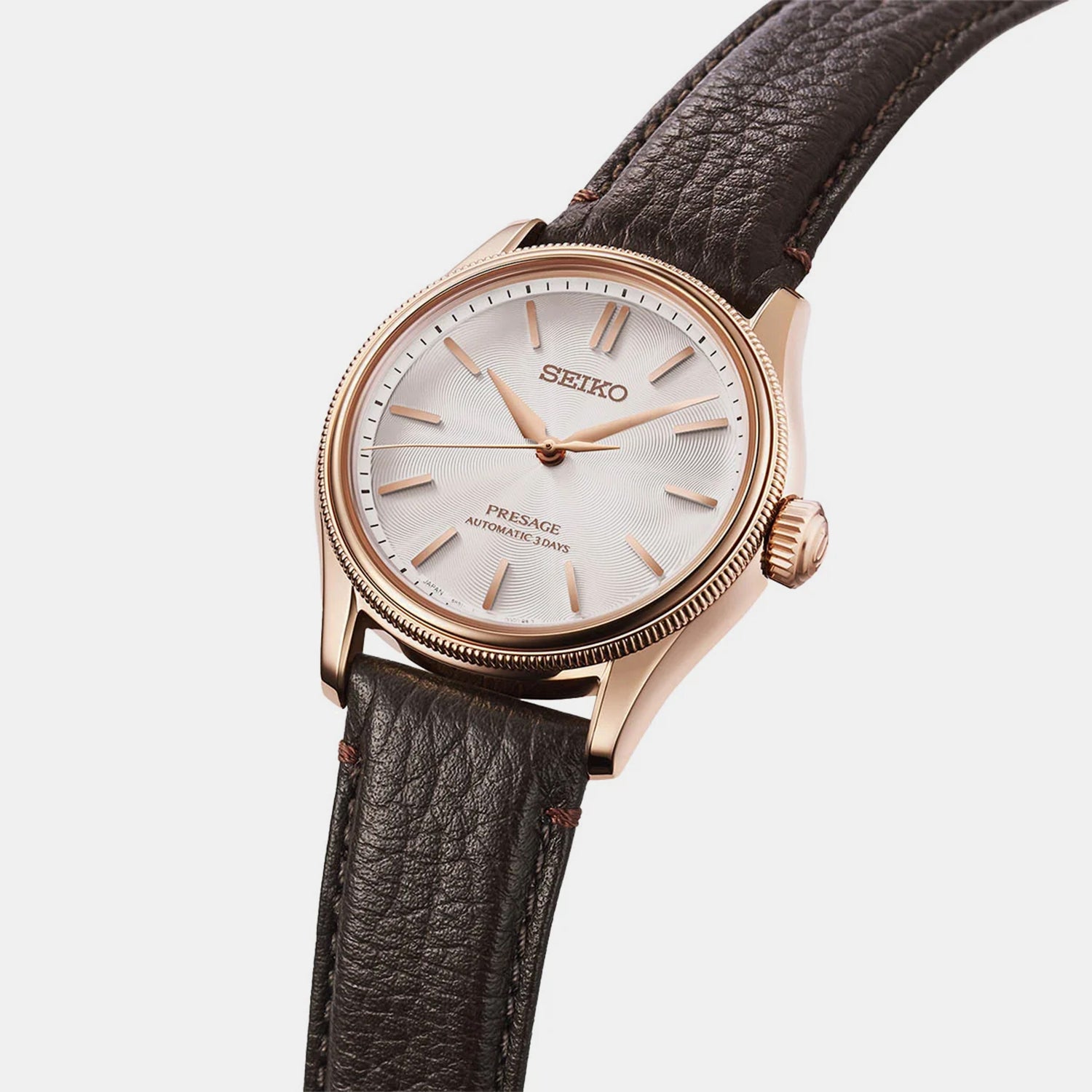 Presage Classic Series "Tomioka Silk Promotion Organization" Limited Edition Men Automatic White Dial Analog Leather Watch HCC008J1