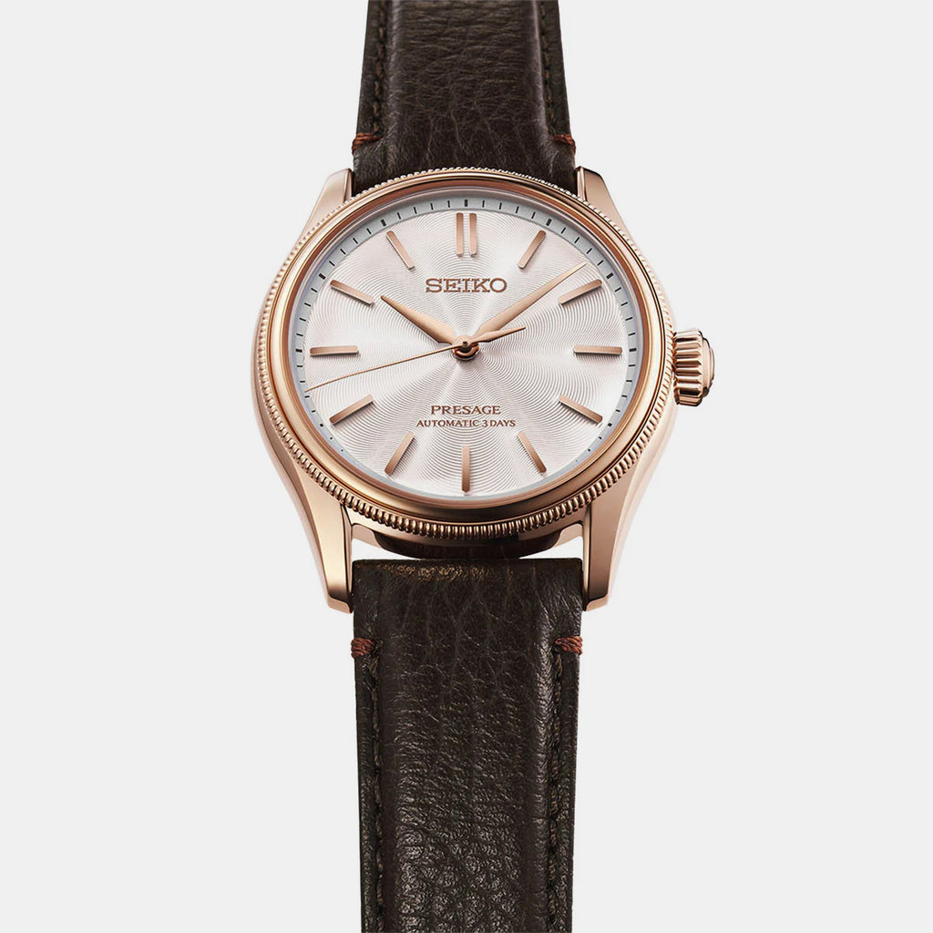 Presage Classic Series "Tomioka Silk Promotion Organization" Limited Edition Men Automatic White Dial Analog Leather Watch HCC008J1