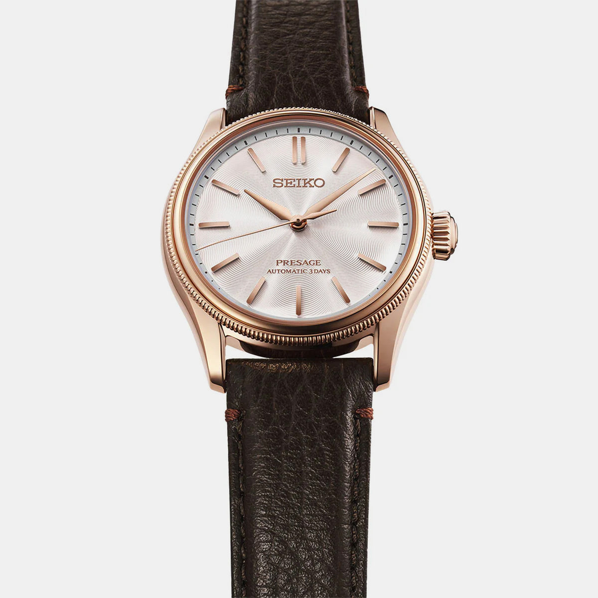 Presage Men Automatic White Dial Analog Leather Watch HCC008J1