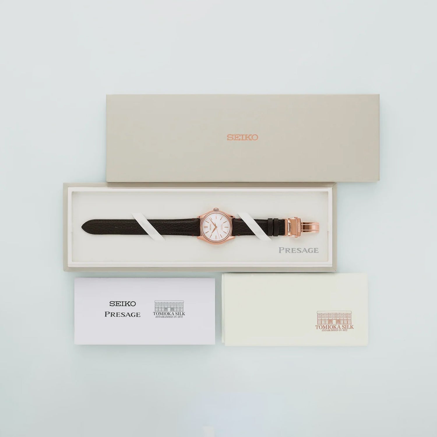 Presage Classic Series "Tomioka Silk Promotion Organization" Limited Edition Men Automatic White Dial Analog Leather Watch HCC008J1