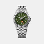 5 GMT Men Automatic Green Dial Analog Stainless Steel Watch HDB001K1