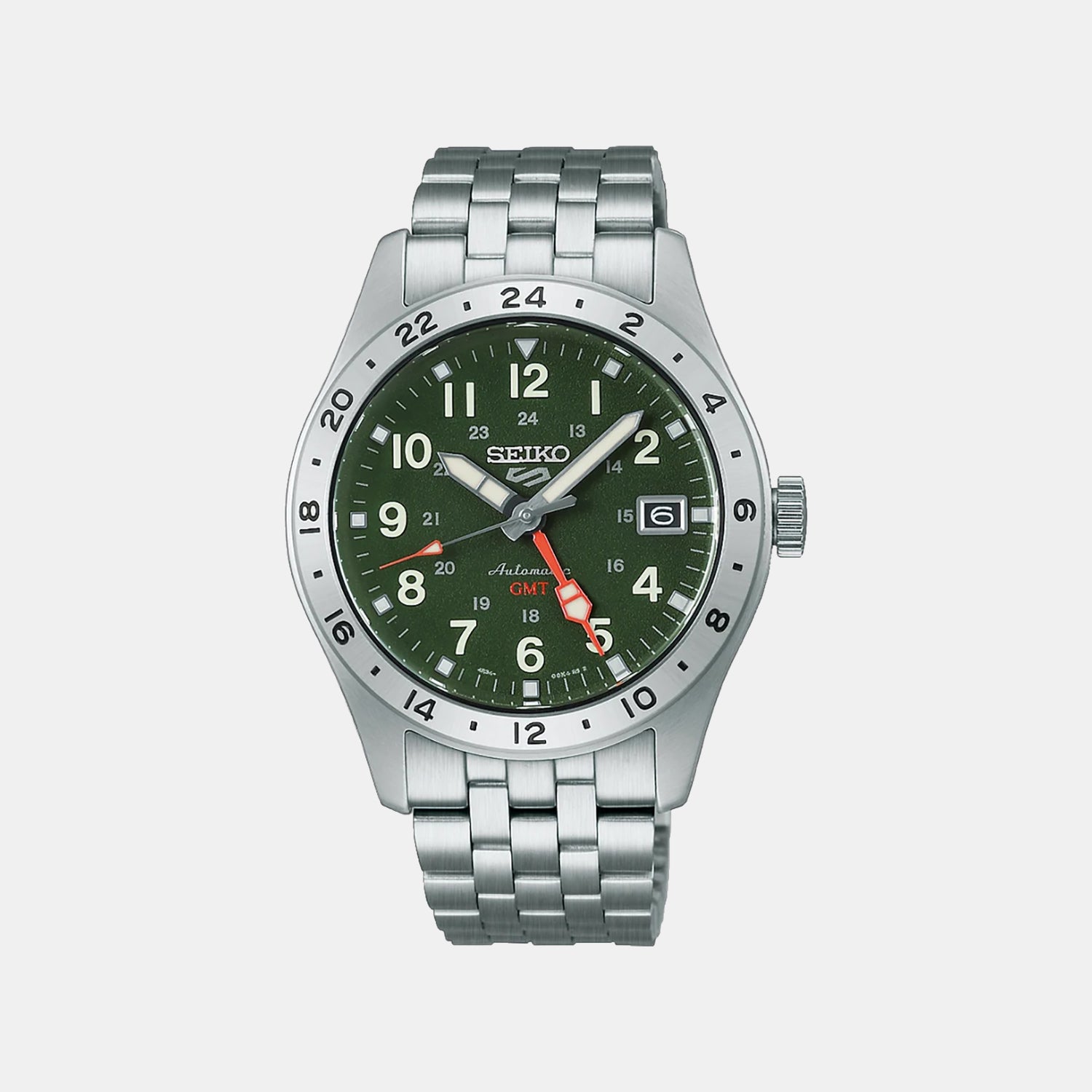 5 GMT Men Automatic Green Dial Analog Stainless Steel Watch HDB001K1
