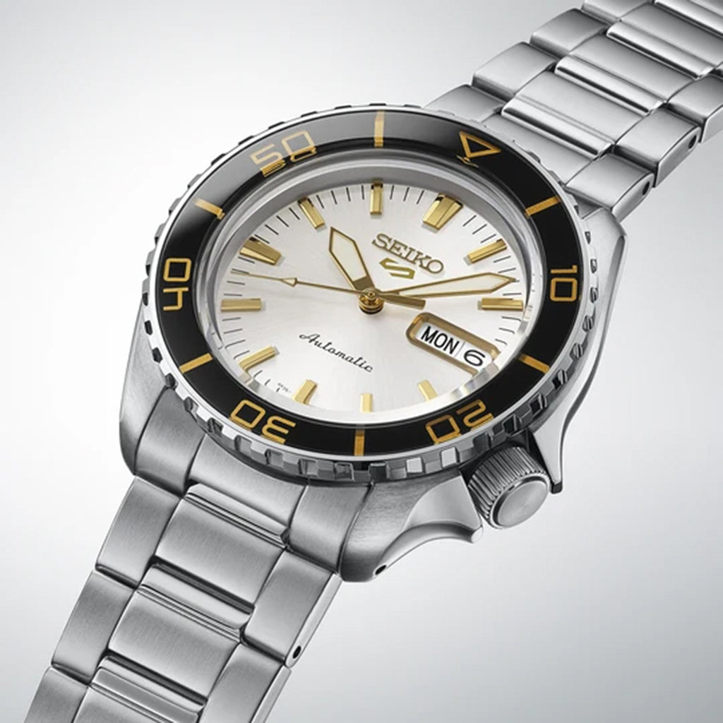 5 Sports Men Automatic White Dial Analog Stainless Steel Watch HDB004K1