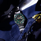 Sports Men Automatic Green Dial Analog Stainless Steel Watch HDB005K1