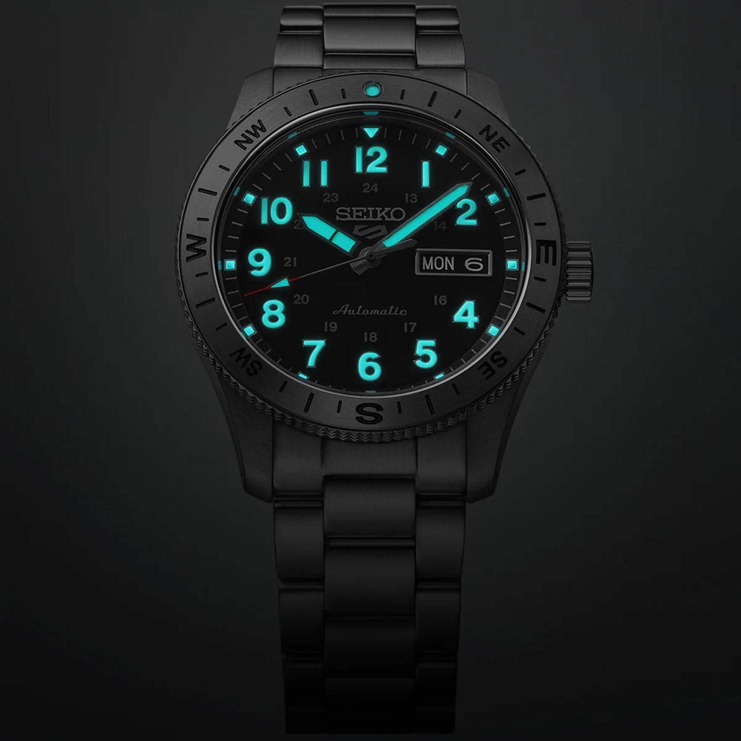 5 Sports Men Automatic Black Dial Analog Stainless Steel Watch HDB006K1