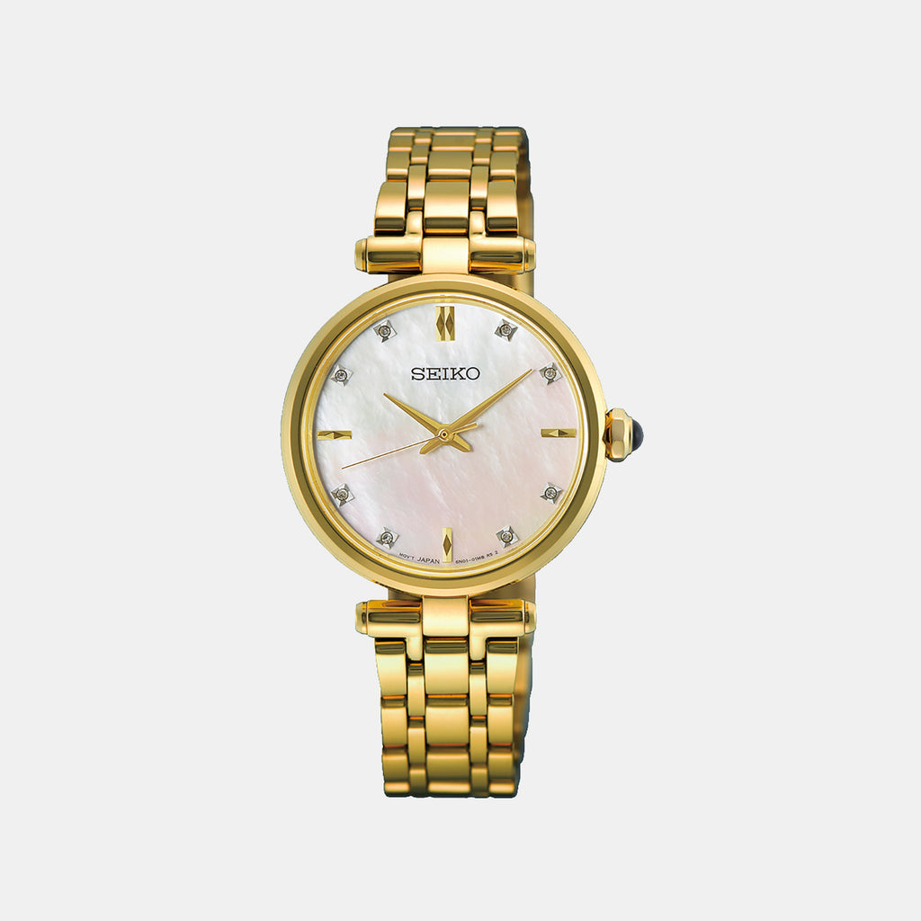 Women Quartz Mother Of Pearl Dial Analog Stainless Steel Watch HGH008P1