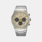 Men Quartz Gold Dial Chronograph Stainless Steel Watch HGK001P1