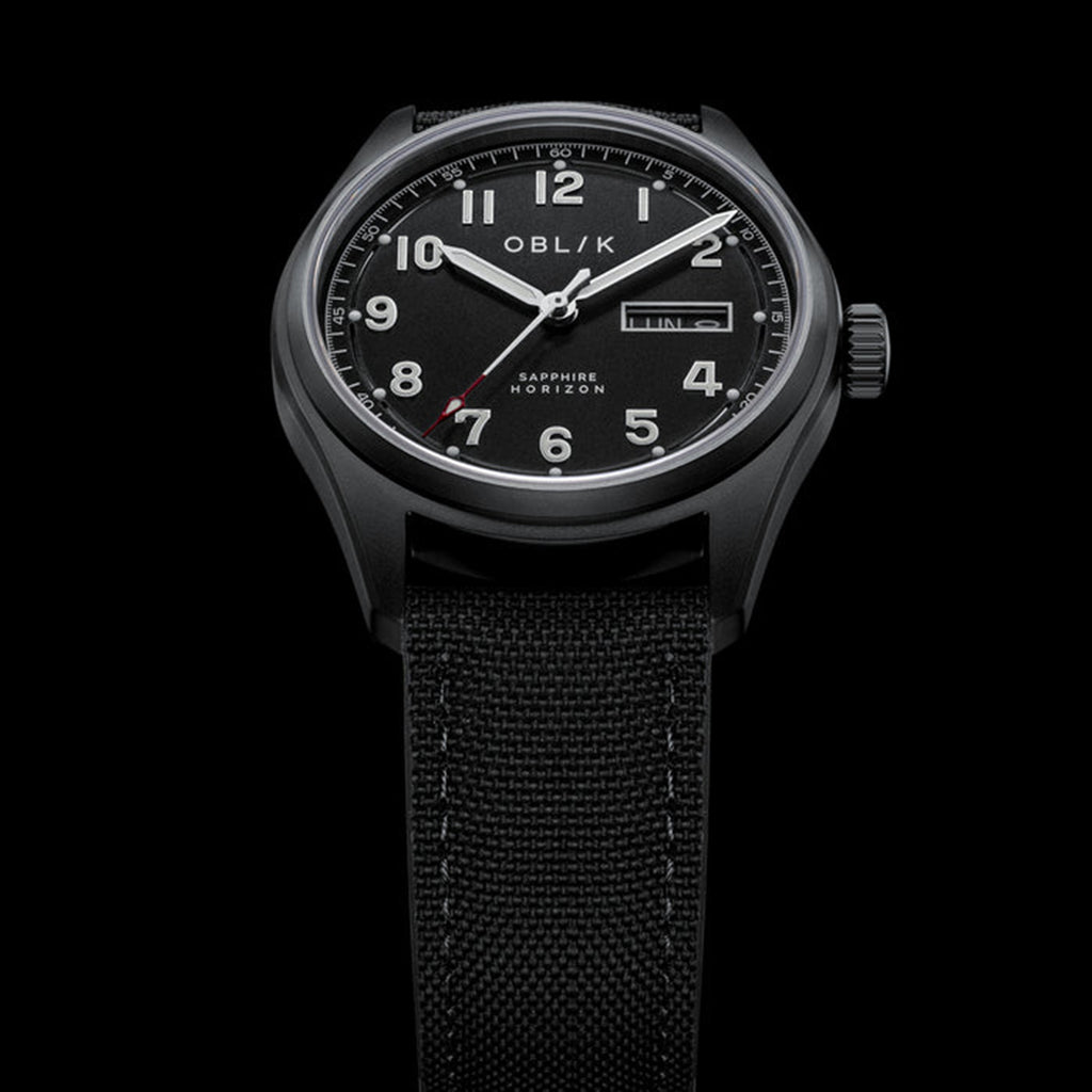 Men Quartz Black Dial Analog Nylon Watch HORIZON-BLACK