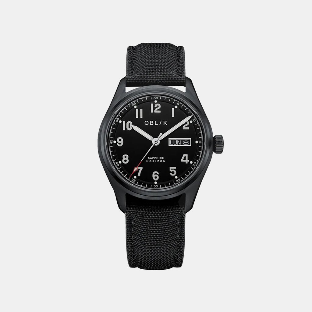 Men Quartz Black Dial Analog Nylon Watch HORIZON-BLACK