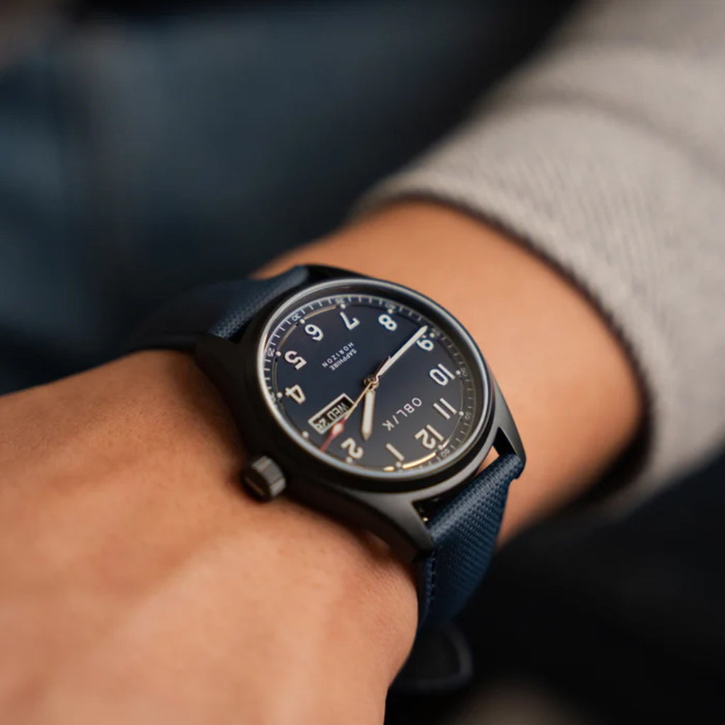 Men Quartz Blue Dial Analog Nylon Watch HORIZON-BLUE