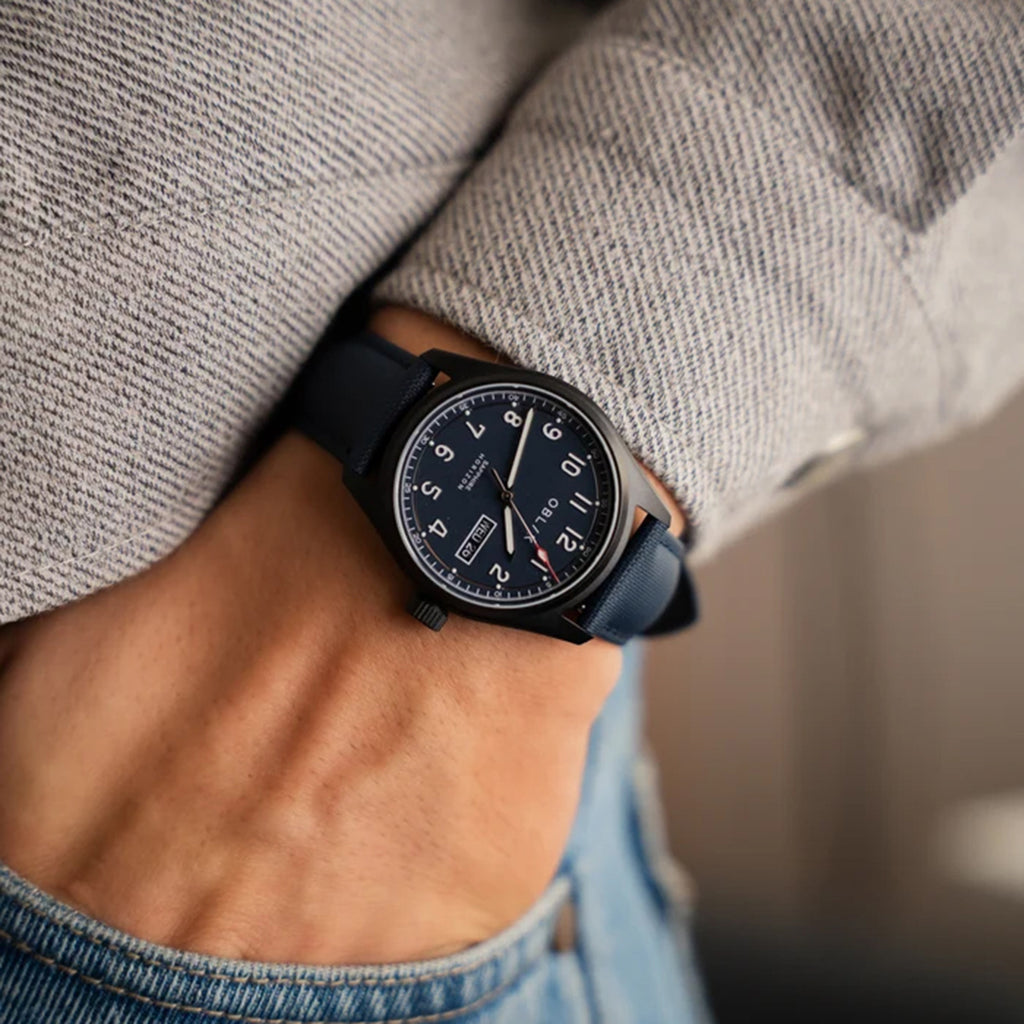 Men Quartz Blue Dial Analog Nylon Watch HORIZON-BLUE
