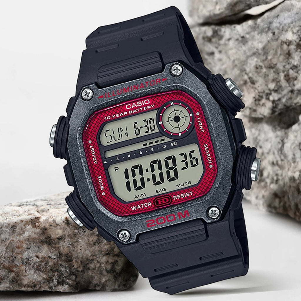 Youth Men Quartz Red Dial Digital Resin Watch I117