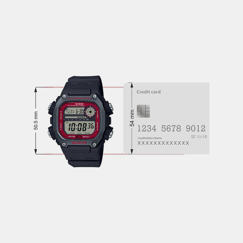 Youth Men Quartz Red Dial Digital Resin Watch I117