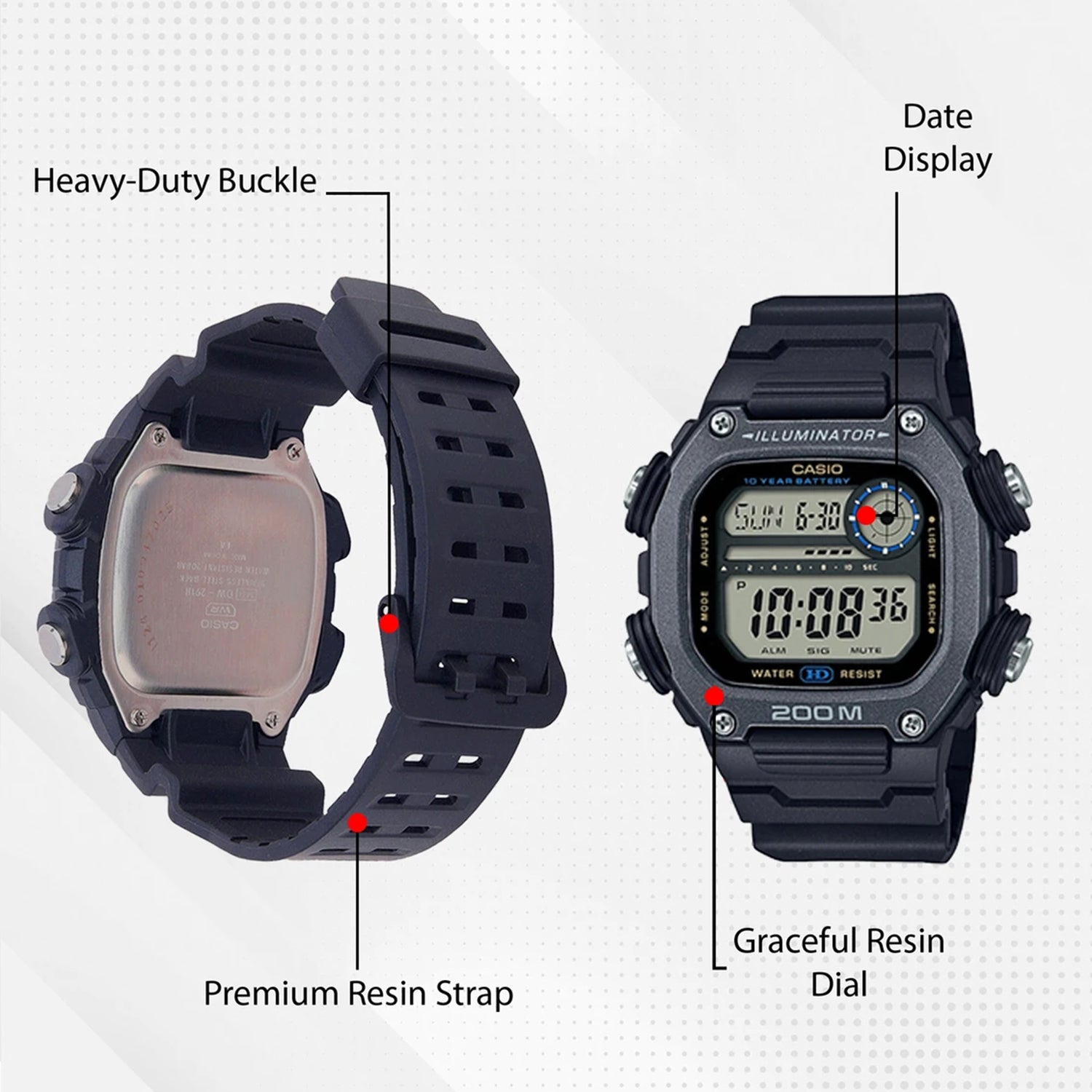 Youth Unisex Quartz Black Dial Digital Resin Watch I124