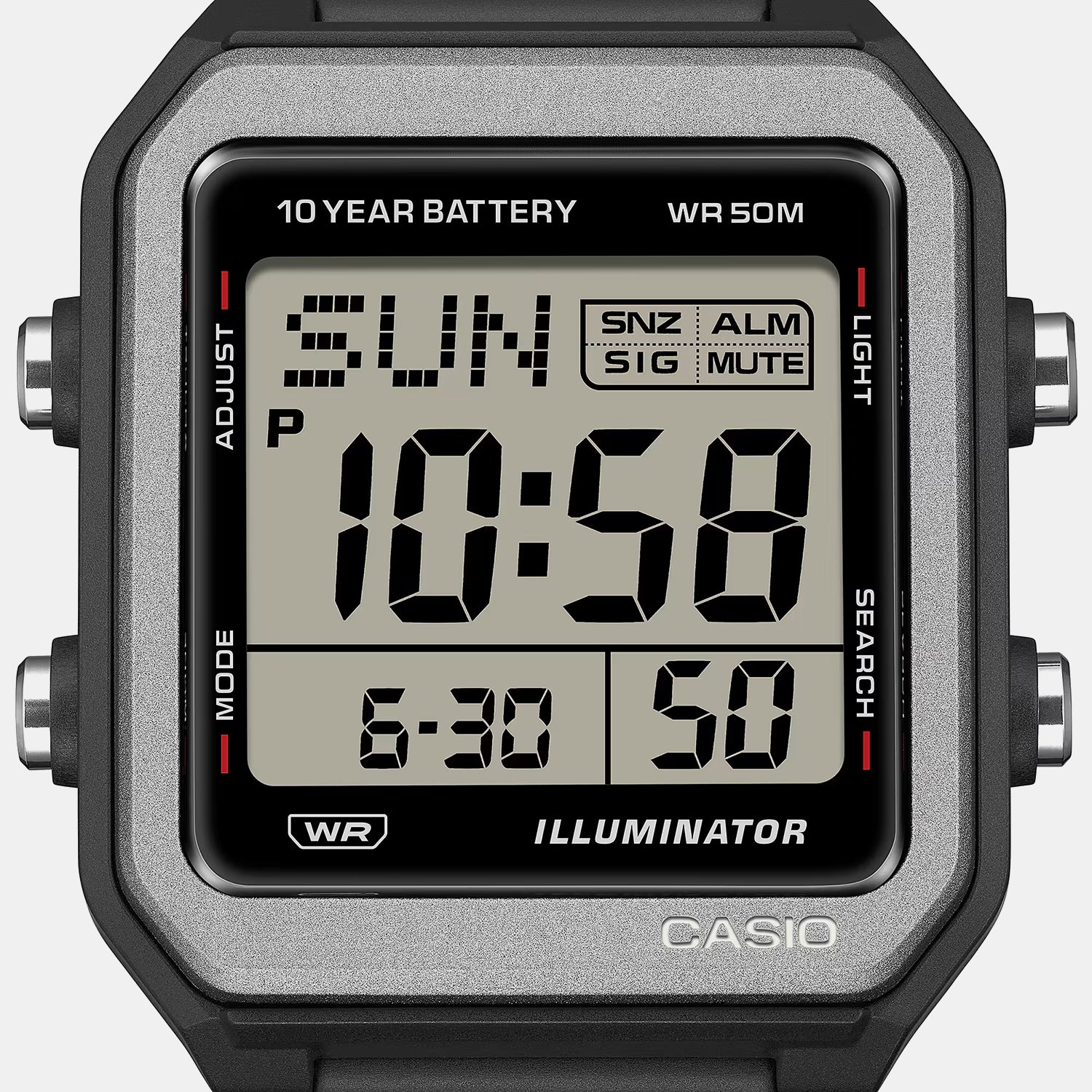 Unisex Quartz Black Dial Digital Resin Watch W-221H-1AV I133