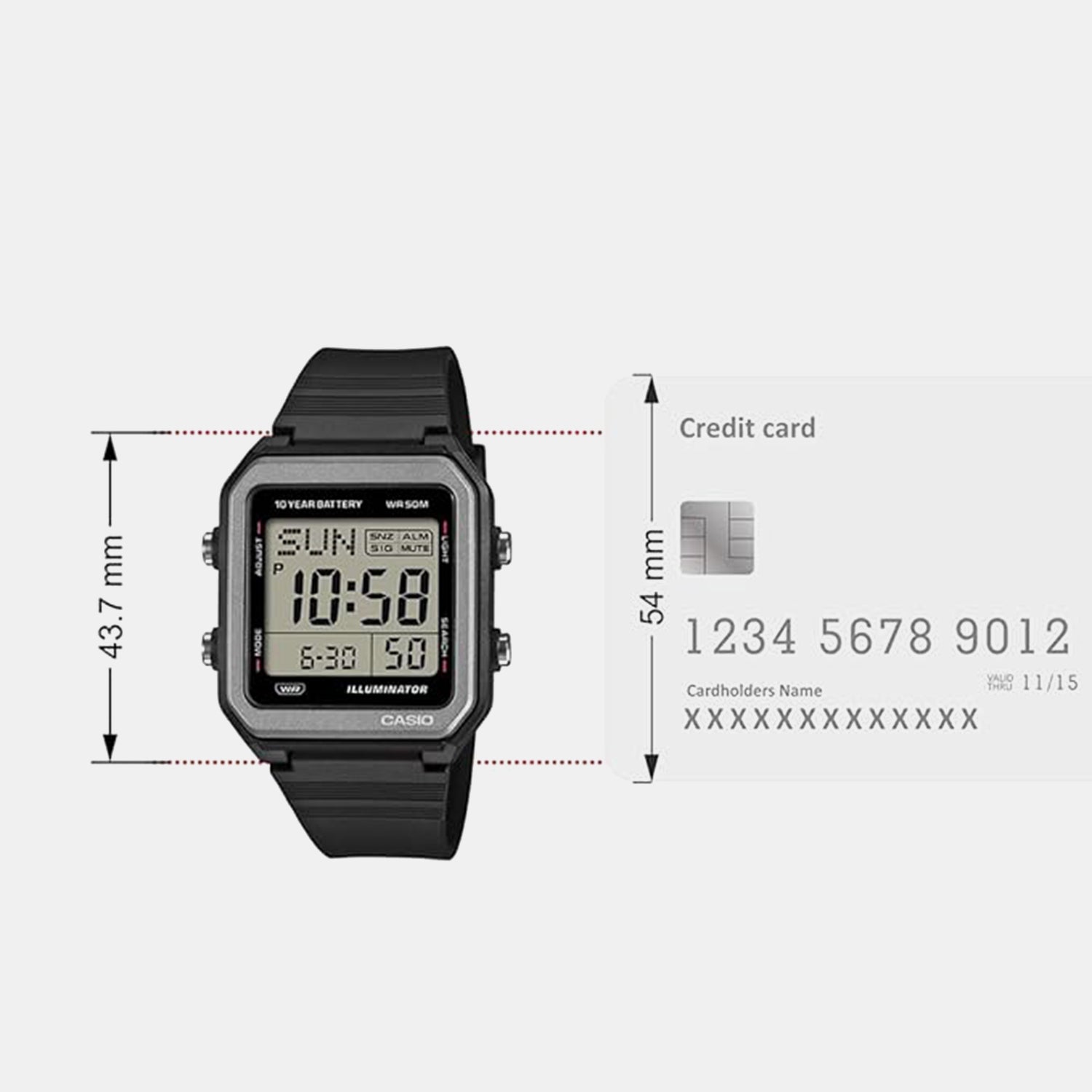 Unisex Quartz Black Dial Digital Resin Watch W-221H-1AV I133