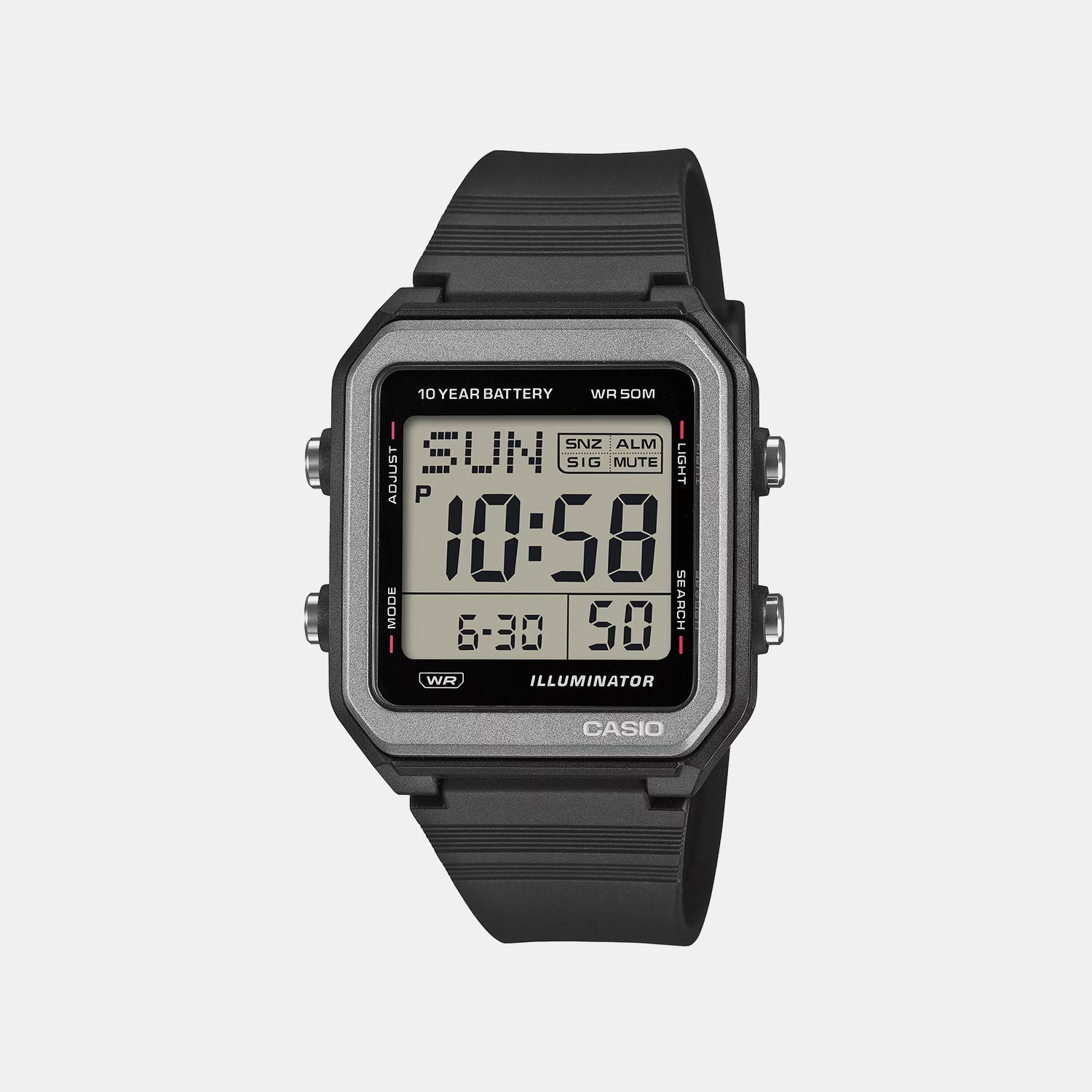 Unisex Quartz Black Dial Digital Resin Watch W-221H-1AV I133