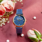Heritage Women Quartz Blue Dial Analog Leather Watch WW00023012L2