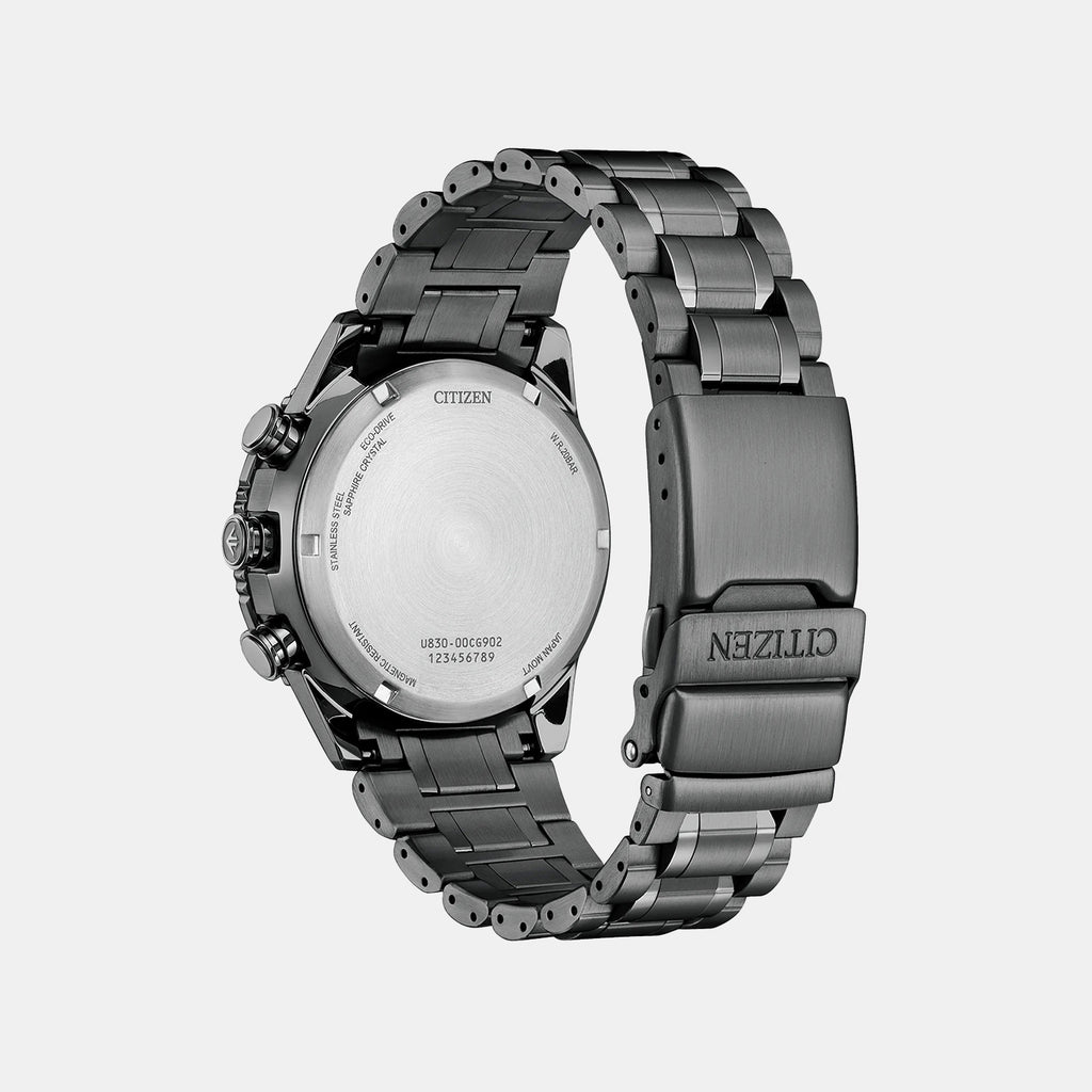 Promaster Skyhawk U830 Eco-Drive Men Quartz Black Dial Analog-Digital Stainless Steel Watch JV2005-58E