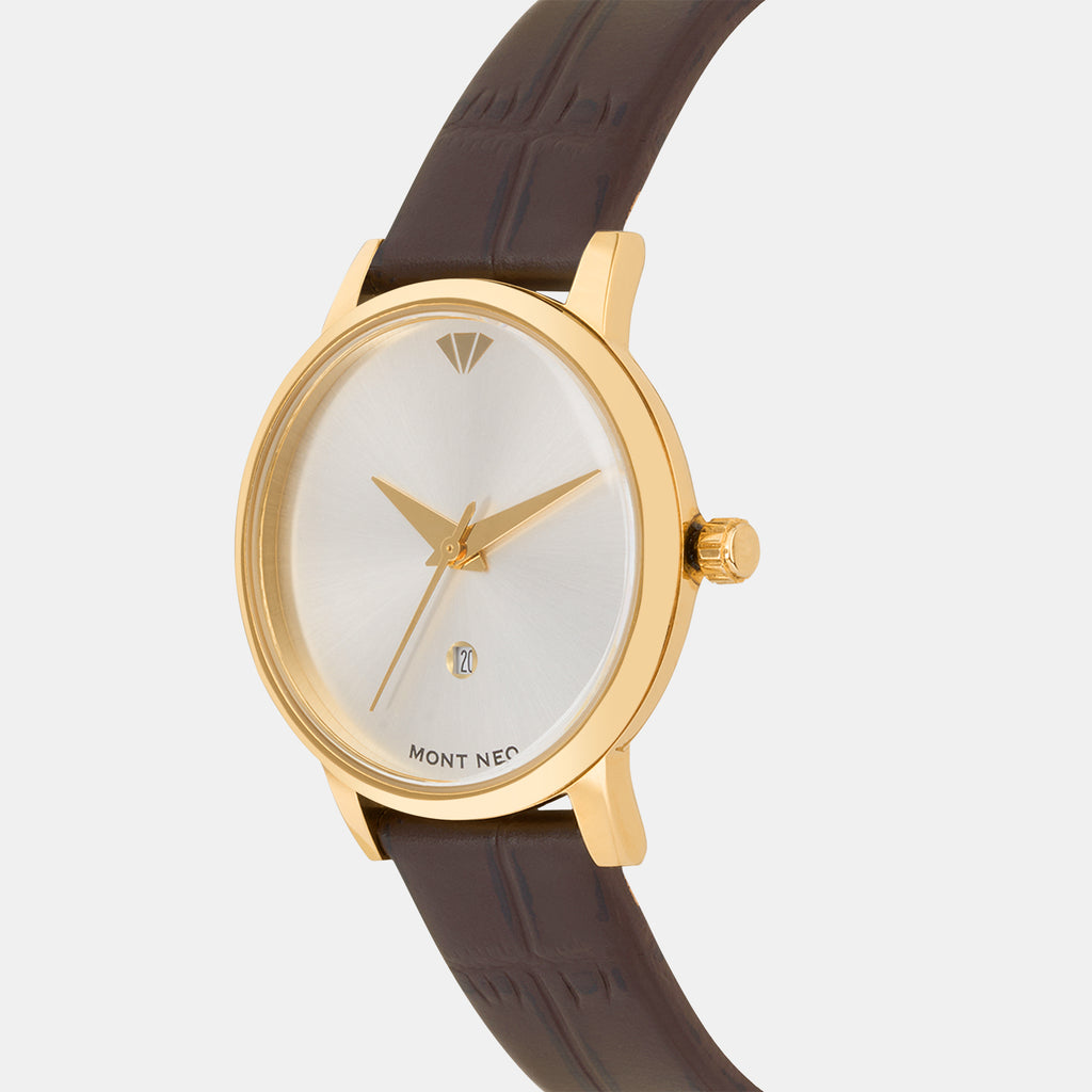 Women Quartz Silver Dial Analog Leather Watch L1034E-L2203