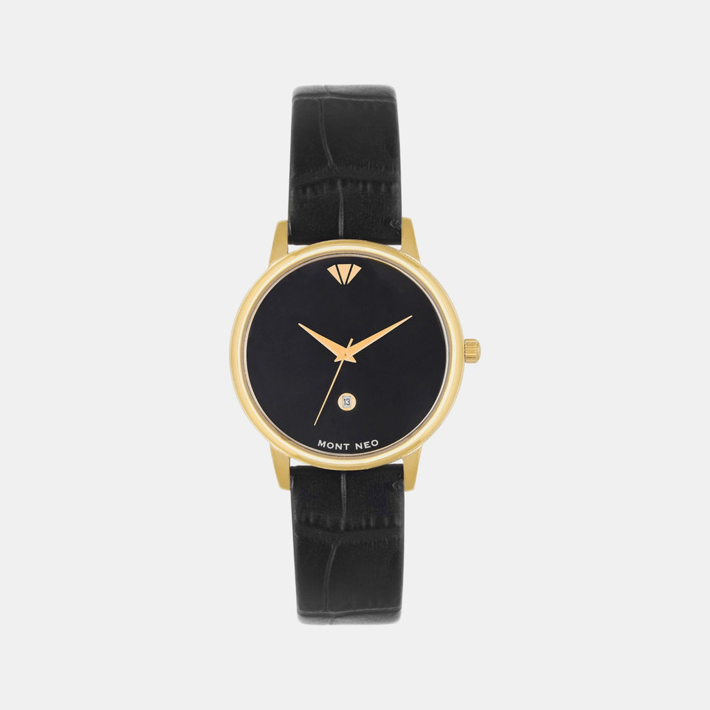 Women Quartz Black Dial Analog Leather Watch L1034E-L2204