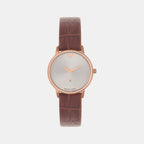 Women Quartz Silver Dial Analog Leather Watch L1034E-L3303