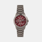 Women Quartz Red Dial Multi-Function Stainless Steel Watch L1051C-M8812