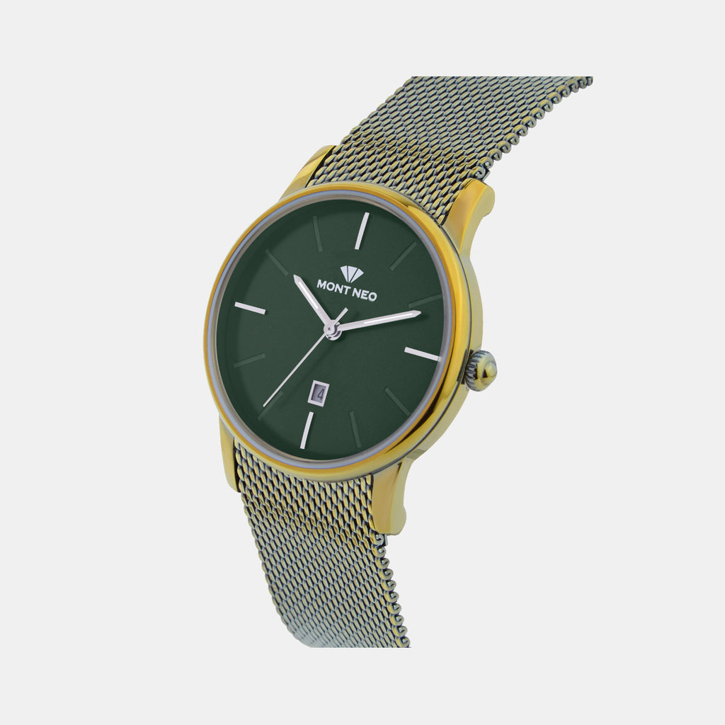 Women Quartz Green Dial Analog Mesh Watch L1052E-B101014