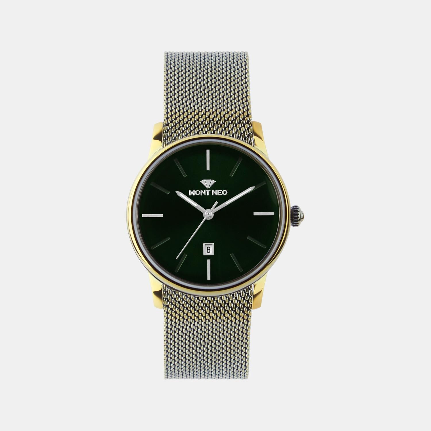 Women Quartz Green Dial Analog Mesh Watch L1052E-B101014