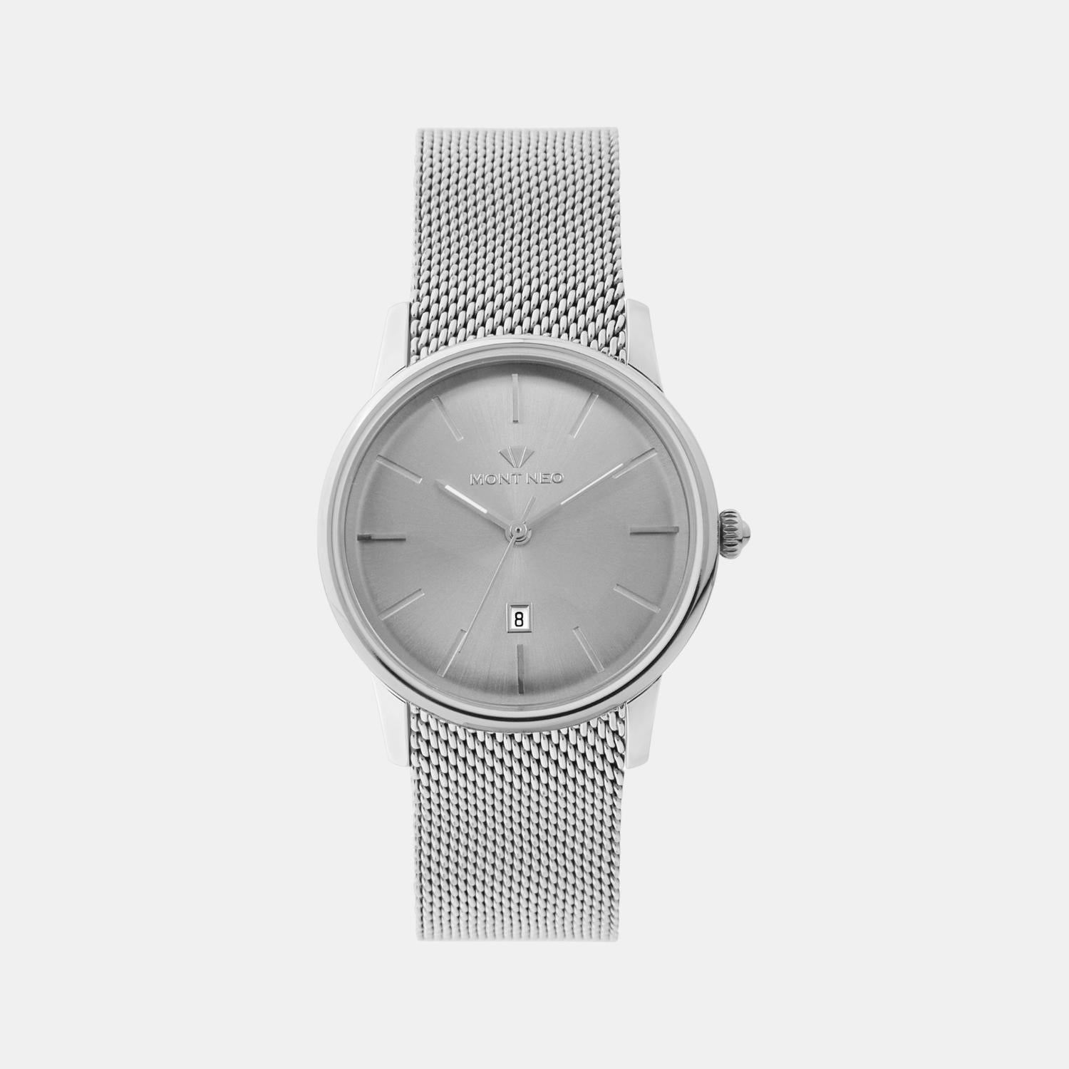 Women Quartz Silver Dial Analog Mesh Watch L1052E-B1103