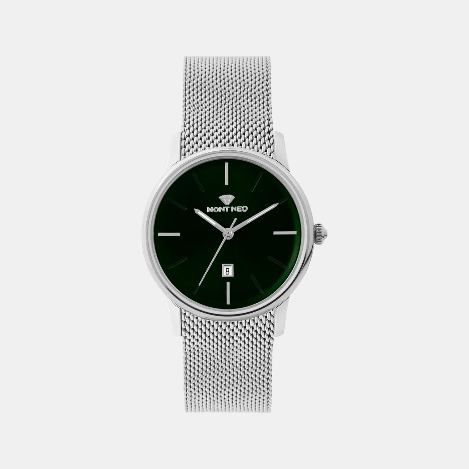Women Quartz Green Dial Analog Mesh Watch L1052E-B1114