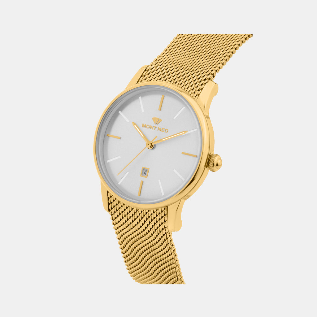 Women Quartz Silver Dial Analog Mesh Watch L1052E-B2203