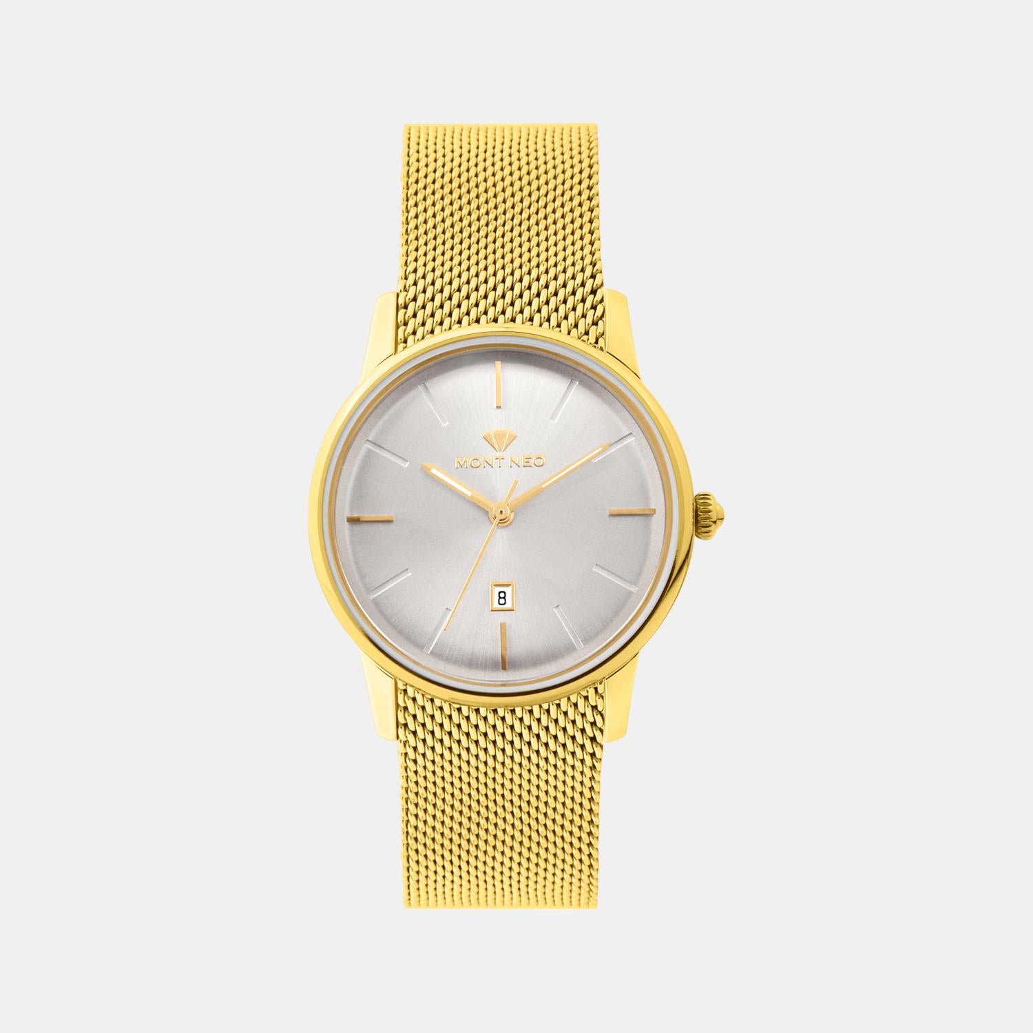 Women Quartz Silver Dial Analog Mesh Watch L1052E-B2203