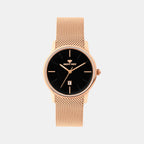 Women Quartz Black Dial Analog Mesh Watch L1052E-B3304