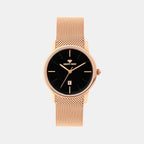 Women Quartz Black Dial Analog Mesh Watch L1052E-B3304