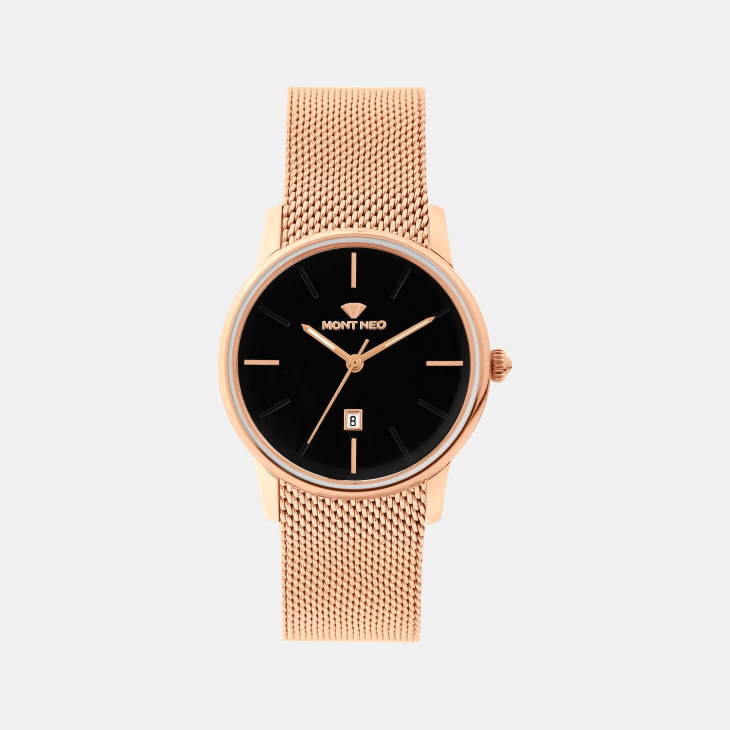 Women Quartz Black Dial Analog Mesh Watch L1052E-B3304