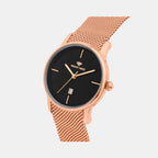 Women Quartz Black Dial Analog Mesh Watch L1052E-B3304