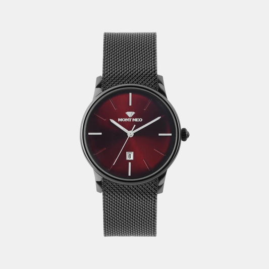 Women Quartz Red Dial Analog Stainless Steel Watch L1052E-B4412