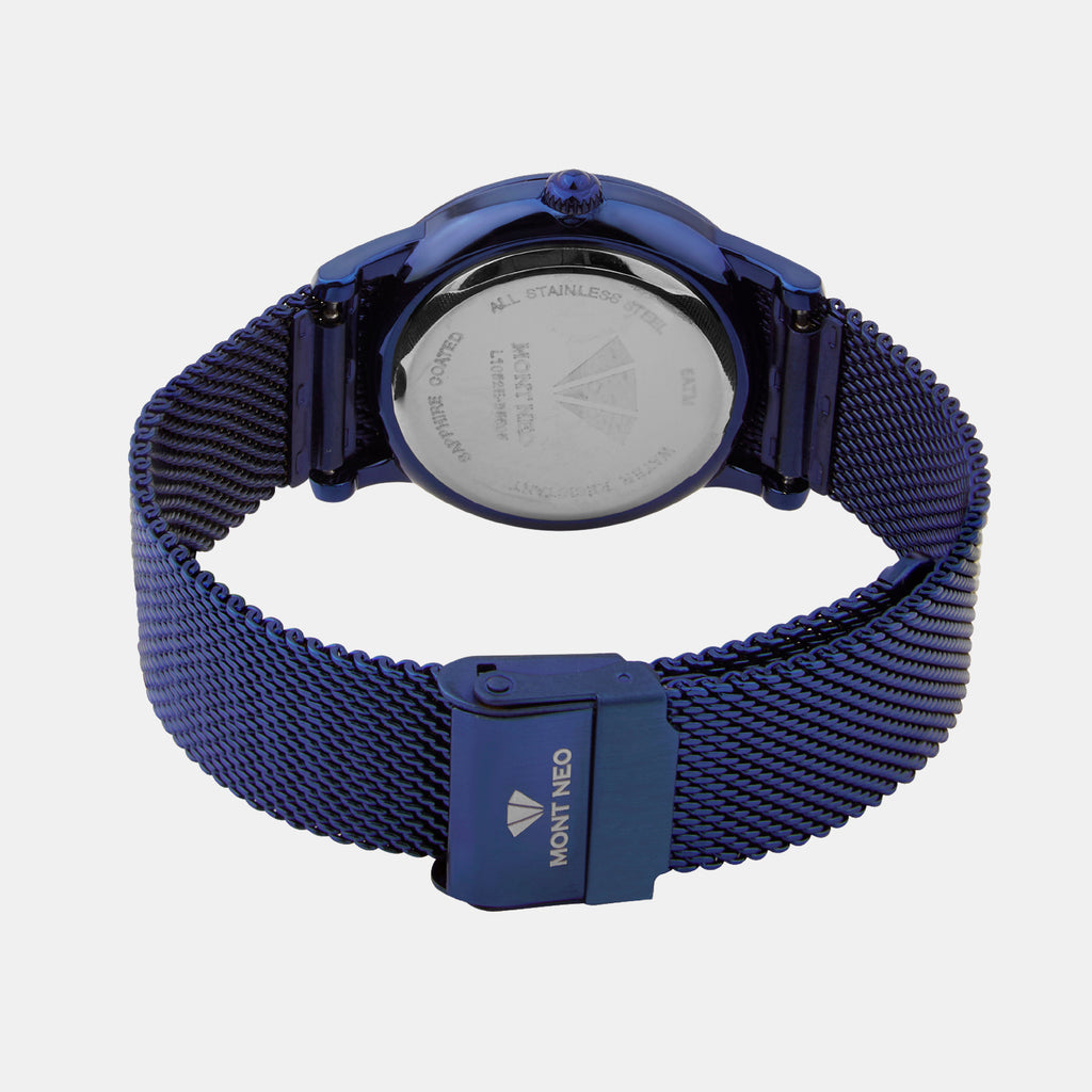 Women Quartz Blue Dial Analog Mesh Watch L1052E-B5505